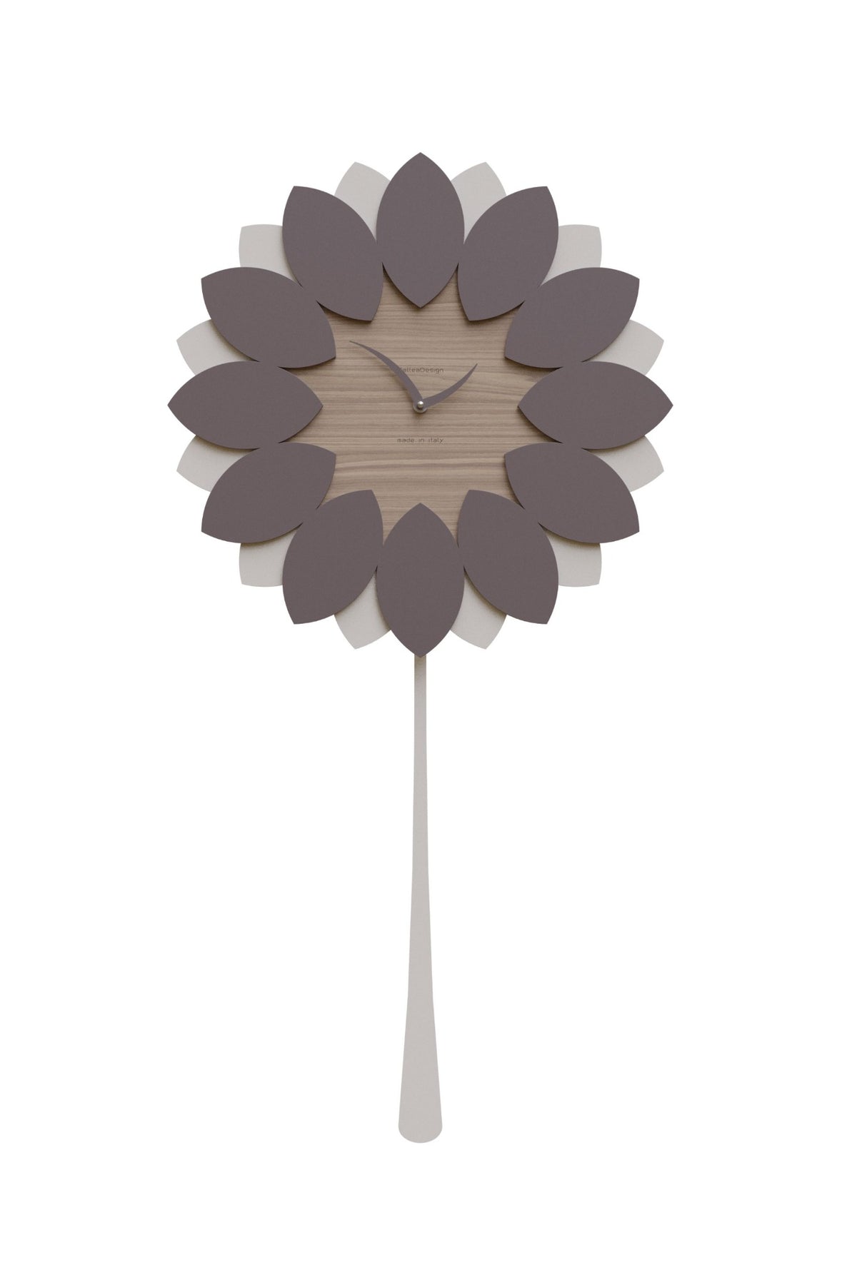 CalleaDesign Flip floral pendulum wall clock in Black Walnut finish