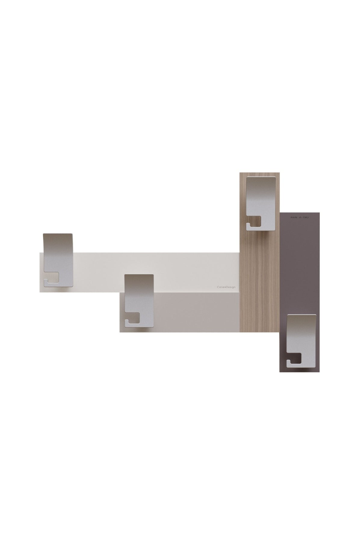Stripes 80 wall-mounted coat rack in black walnut finish with four metal hooks