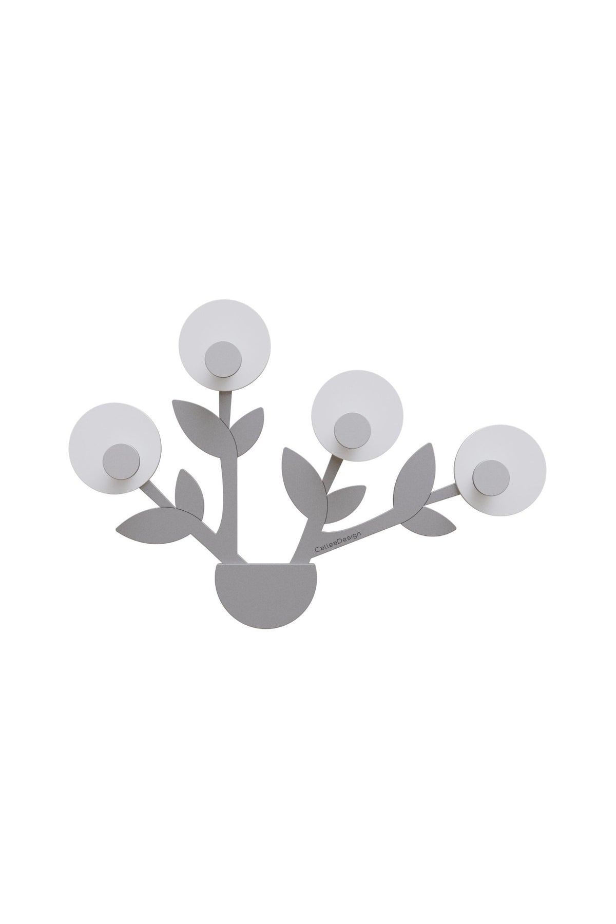 Francine wall-mounted coat rack in white with four hooks and sculptural composition