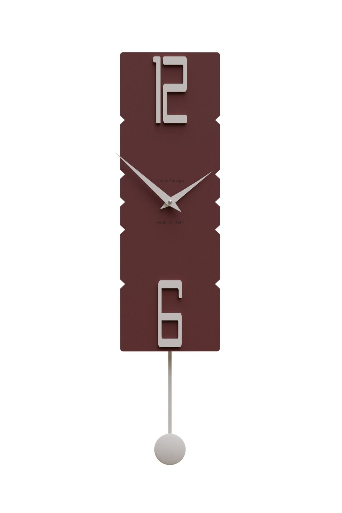 CalleaDesign Rock pendulum wall clock in Red Wine finish