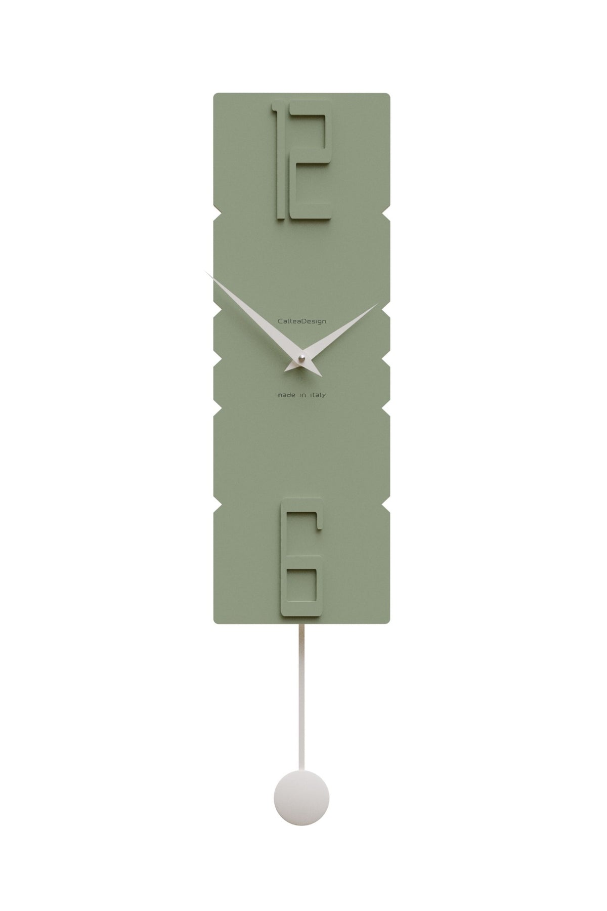 CalleaDesign Rock pendulum wall clock in Sage Green finish