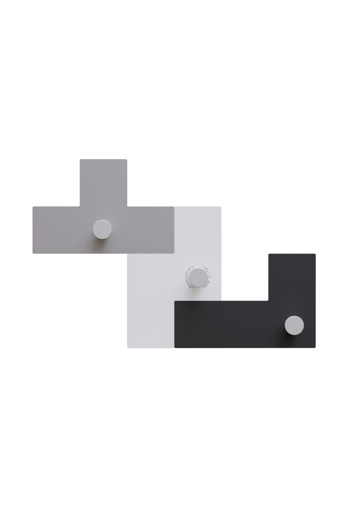UTUT-3 modular wall coat rack in black finish with three individual hooks