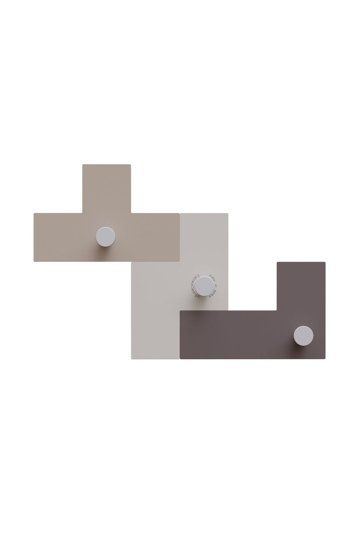 UTUT-3 modular wall coat rack in chocolate finish, three separate hook elements