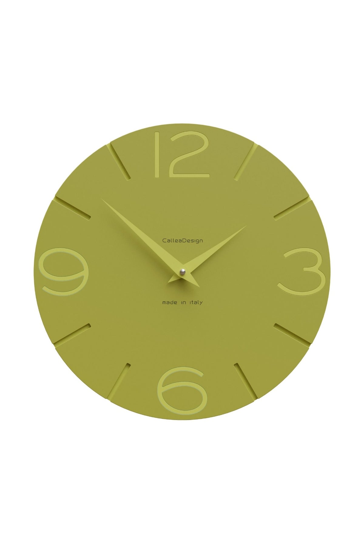 CalleaDesign Smile wall clock in Olive Green finish